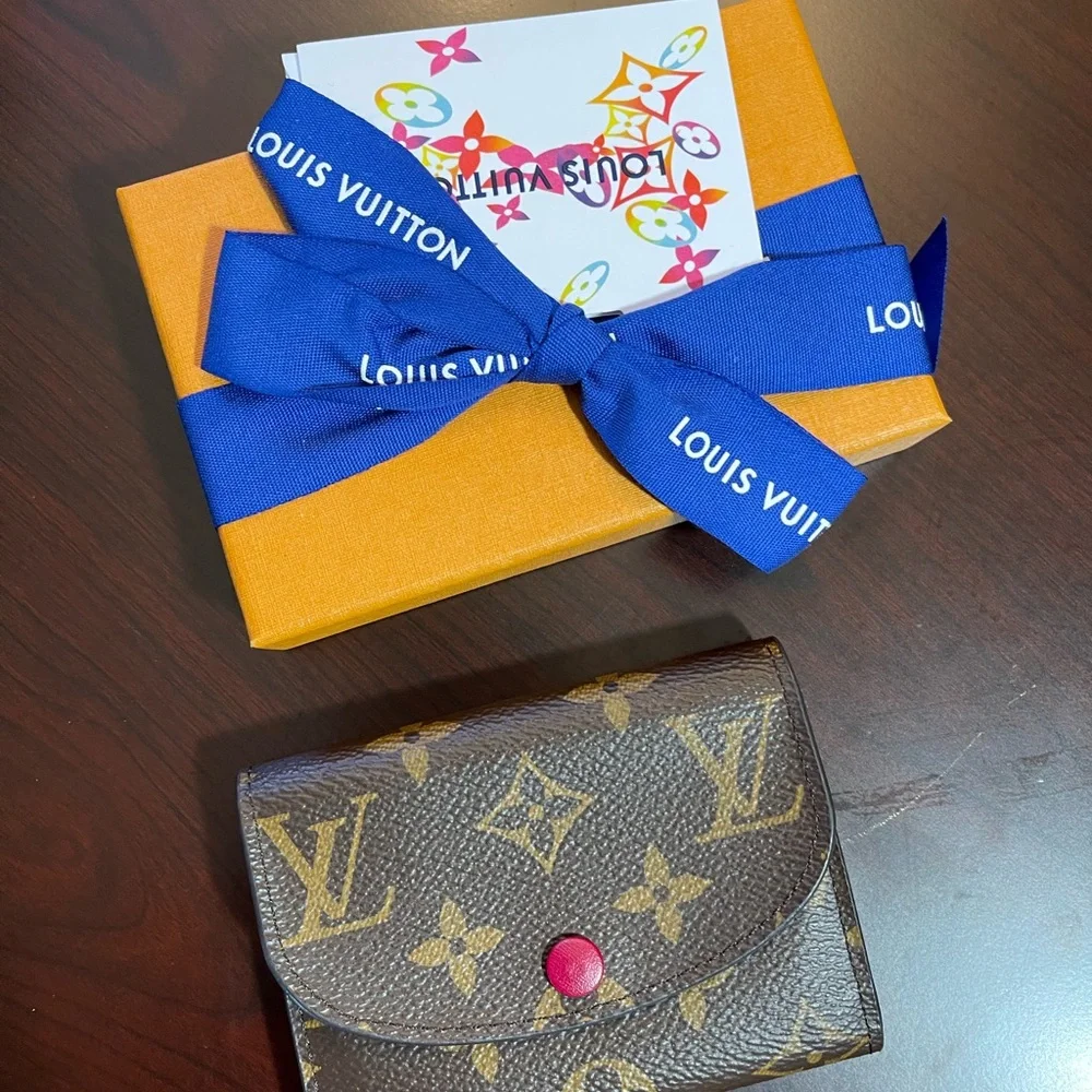 Auth. Louis Vuitton Coin purse Porte Rosalie wallet monogram fuchsia Pink w/ Box - Picture 2 of 16